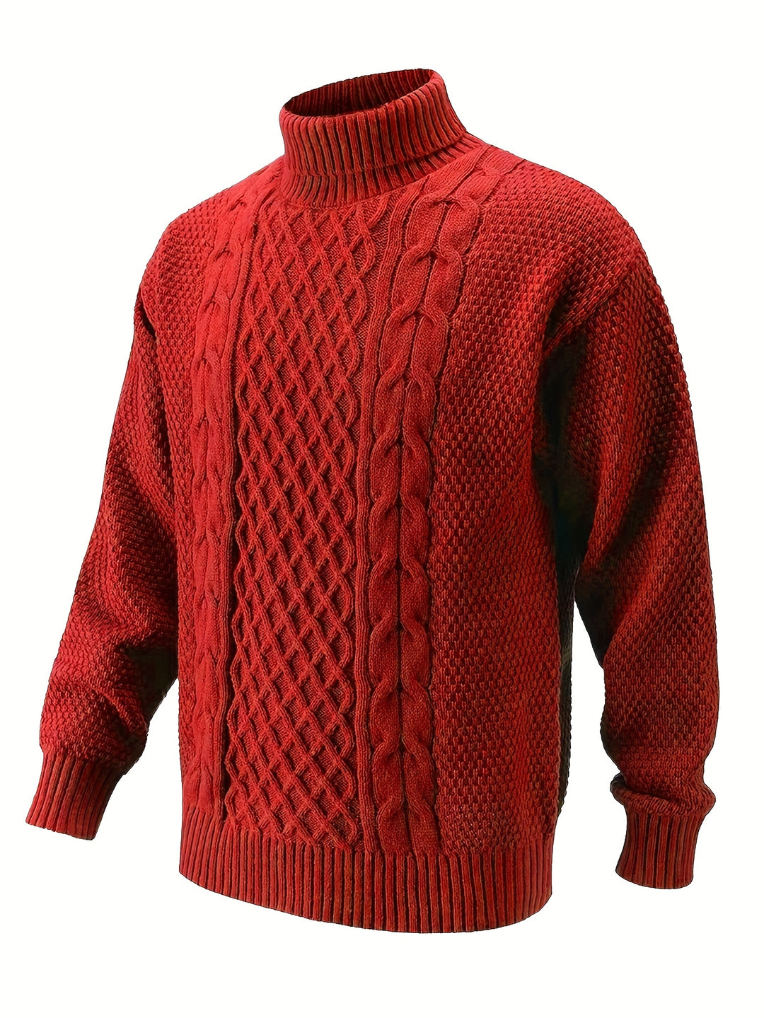 Men's Turtleneck Cable Knit Aran Jumper 3