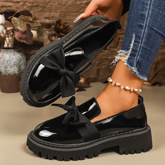 Sheena | Women's Patent Bow Chunky Platform Loafers