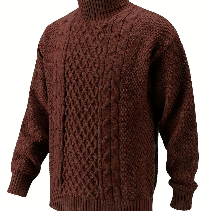 Men's Turtleneck Cable Knit Aran Jumper 15