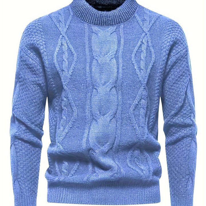 Men's Crew Neck Diamond Cable Knit Aran Jumper 11