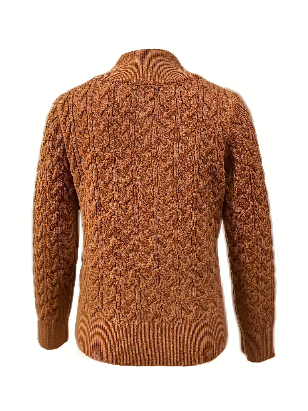 Women's Stand Collar Cable Aran Jumper 4