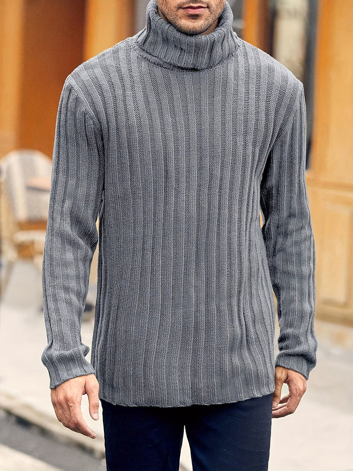 Men's Chunky Ribbed Turtleneck Aran Jumper 7