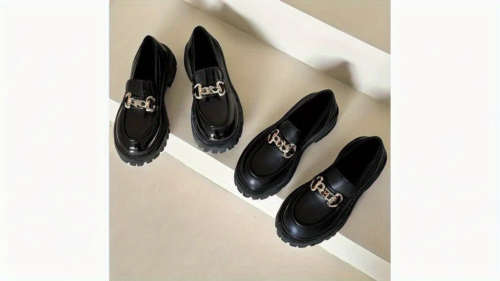 Women's Chunky Platform Chain Loafers 13