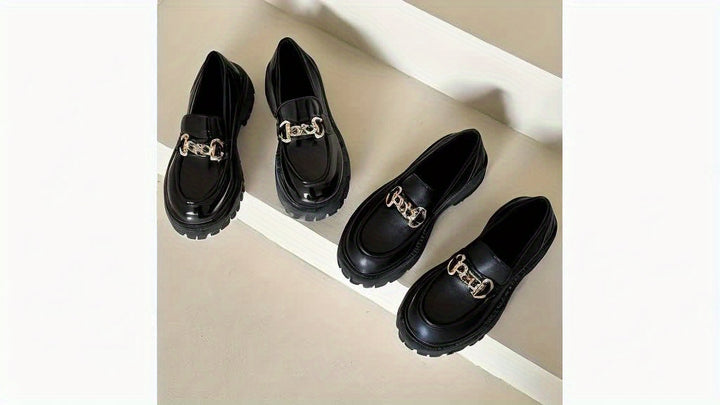 Women's Chunky Platform Chain Loafers 13