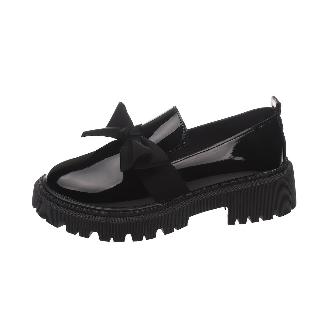 Women's Patent Bow Chunky Platform Loafers 7