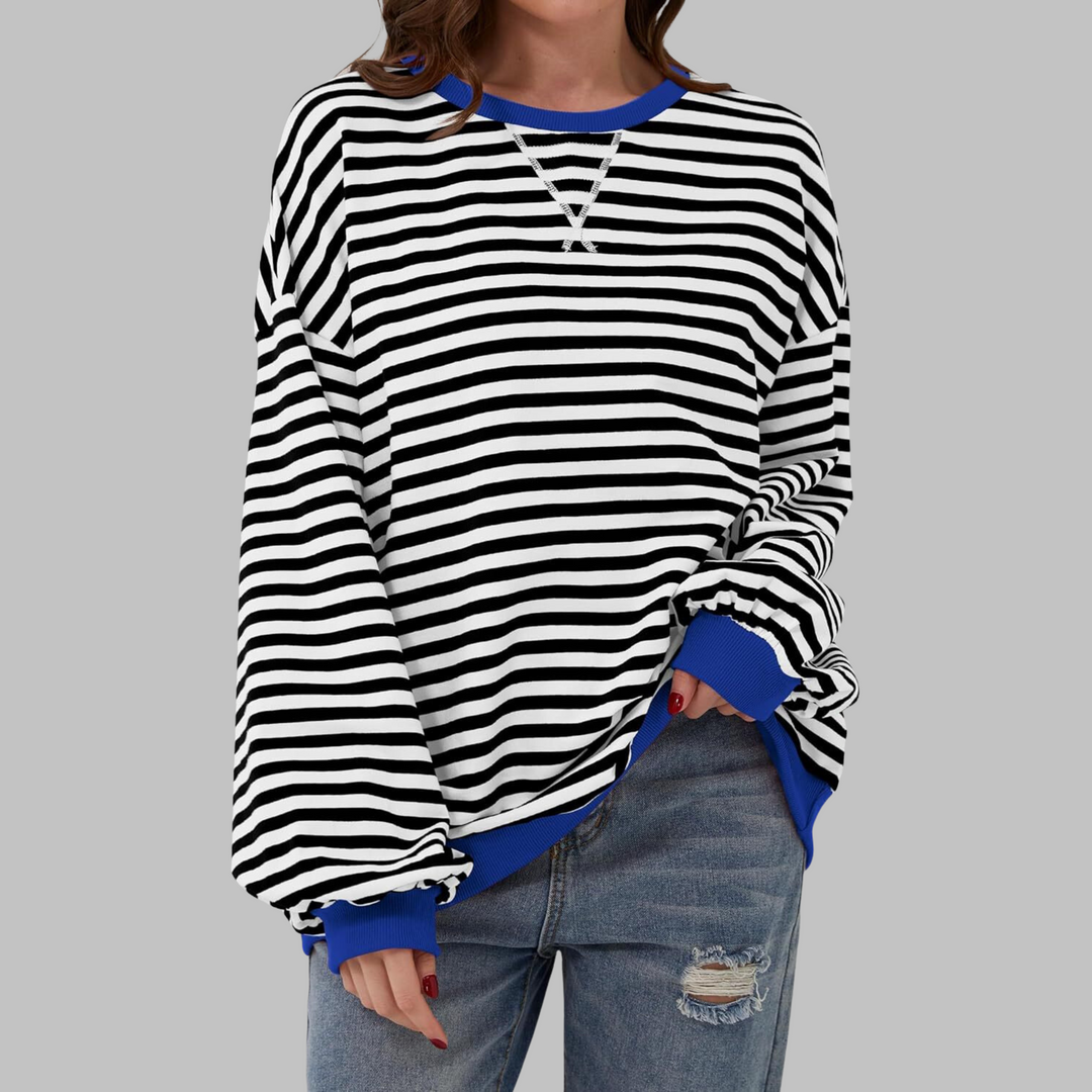 Women's Oversized Striped Sweatshirt