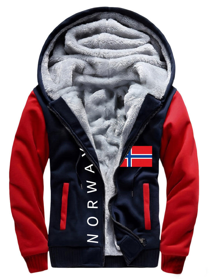 Men's Sherpa Lined Colour Block Zip Up Hoodie Jacket 9