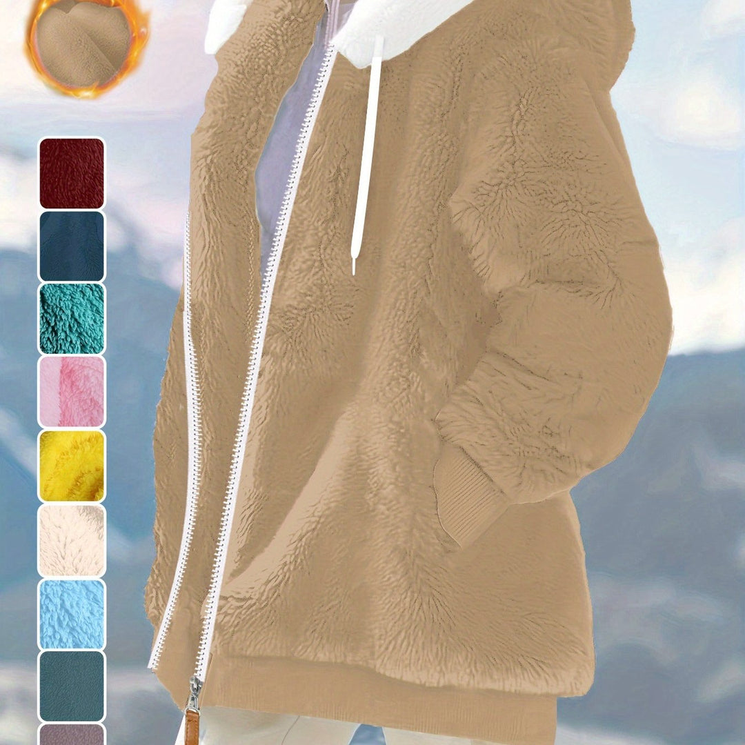 Women's Plus Size Oversized Sherpa Fleece Zip Up Hoodie Jacket 21