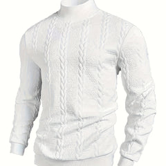 Conall | Men's Mock Neck Textured Knit Aran Jumper