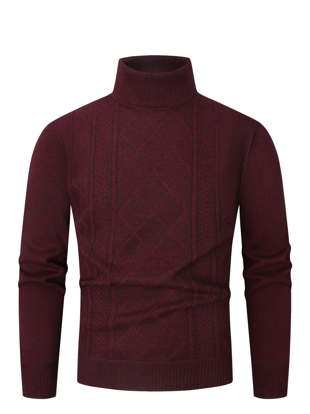 Men's Turtleneck Diamond Knit Aran Jumper 5