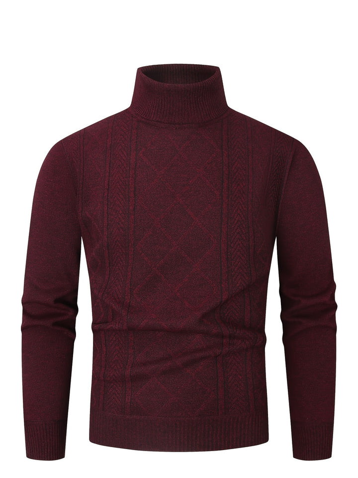 Men's Turtleneck Diamond Knit Aran Jumper 5