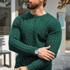 Tomas | Men's Crew Neck Cable Panel Aran Jumper