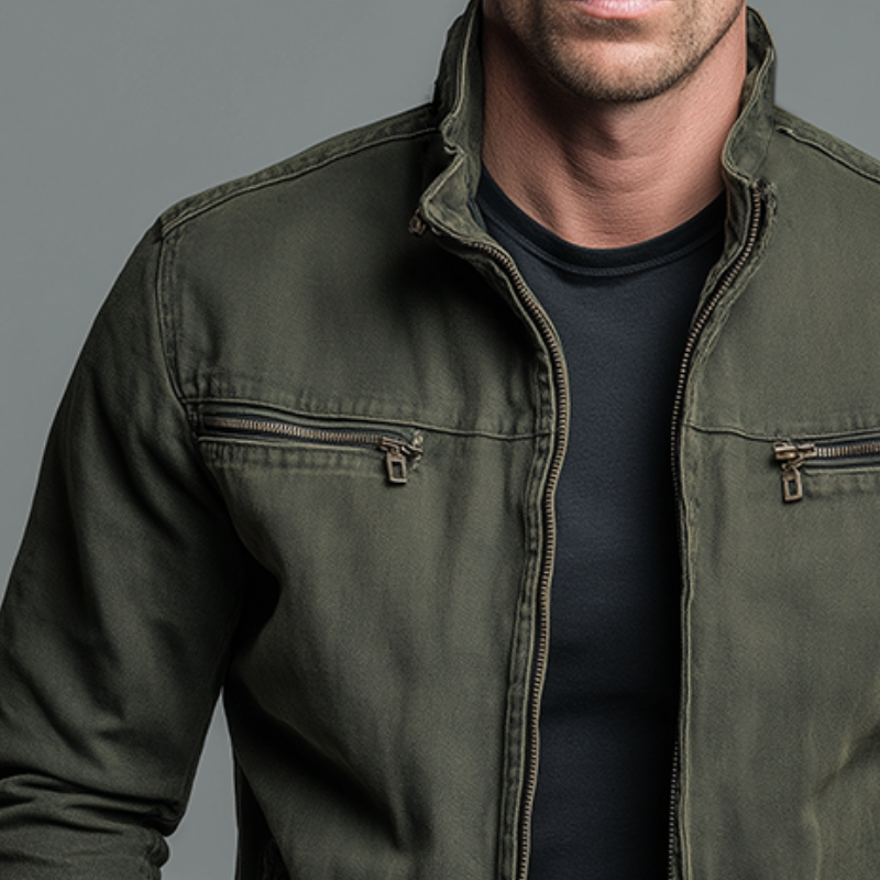Lorcan | Men's Washed Cotton Zip-Up Jacket