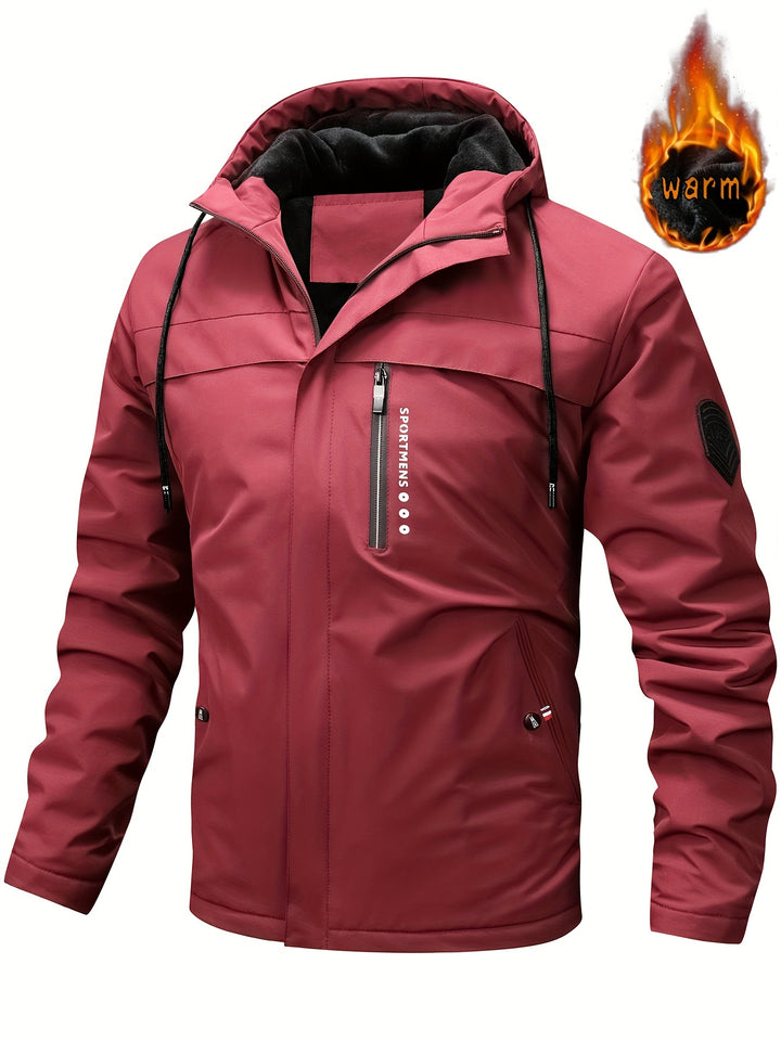 Men's Fleece Lined Hooded Windproof Jacket 4