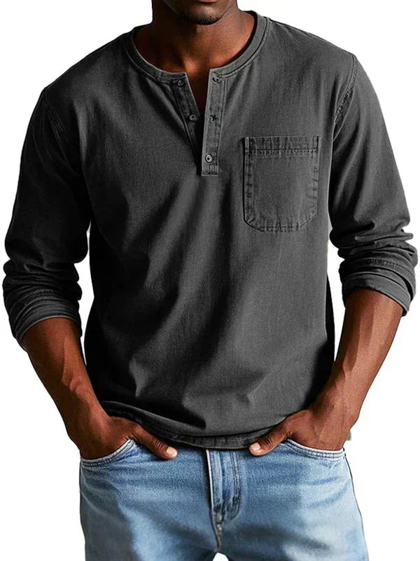 Áedán | Long-Sleeve Henley Shirt with Chest Pocket