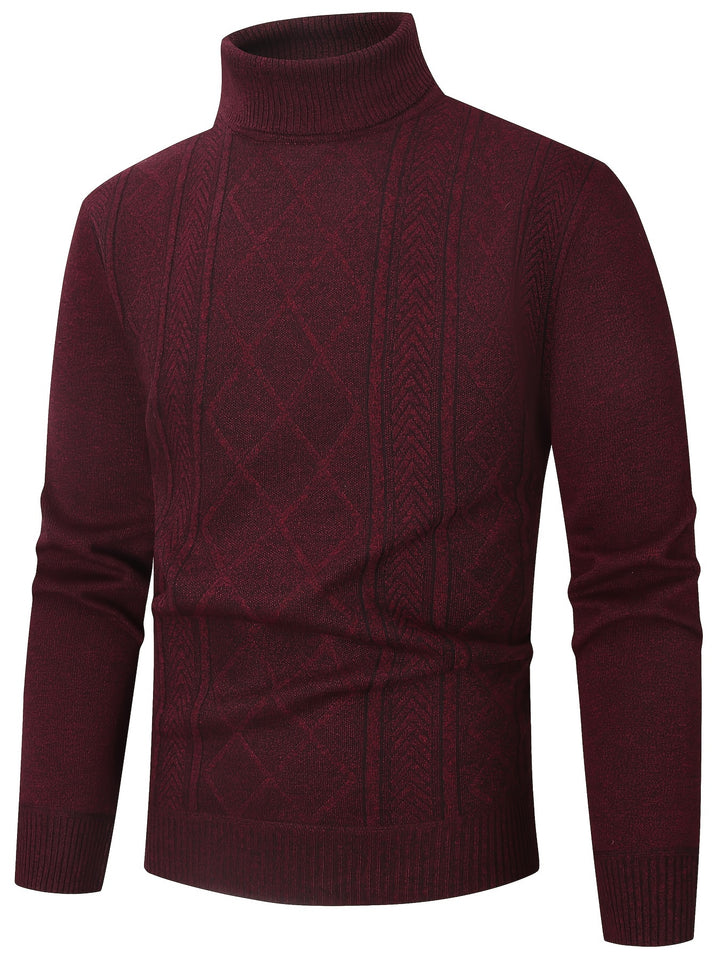 Men's Turtleneck Diamond Knit Aran Jumper 2
