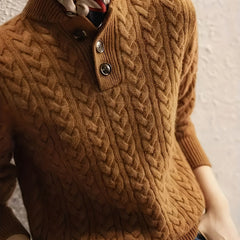 Fionnuala | Women's Stand Collar Cable Aran Jumper