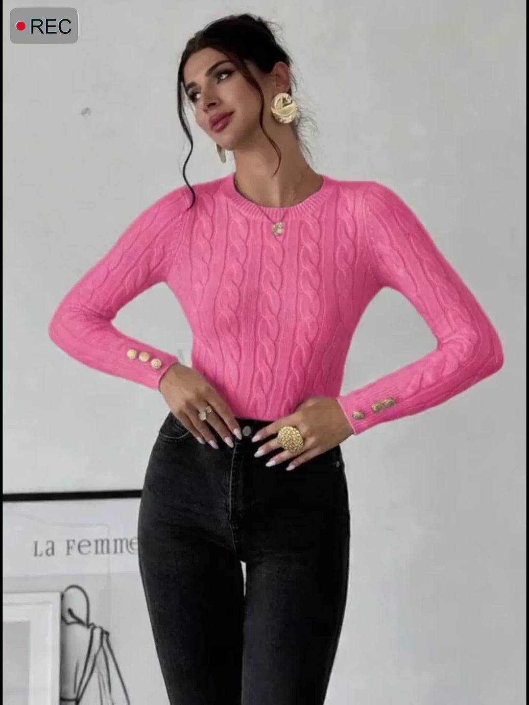 Women's Slim Fit Cable Knit Aran Jumper 11