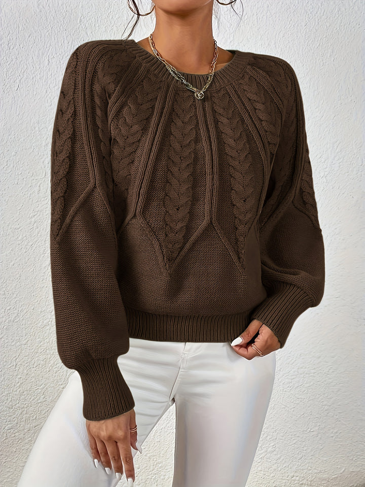 Women's Balloon Sleeve Cable Knit Aran Jumper 6