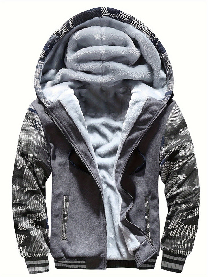 Men's Sherpa Lined Colour Block Zip Up Hoodie Jacket 4