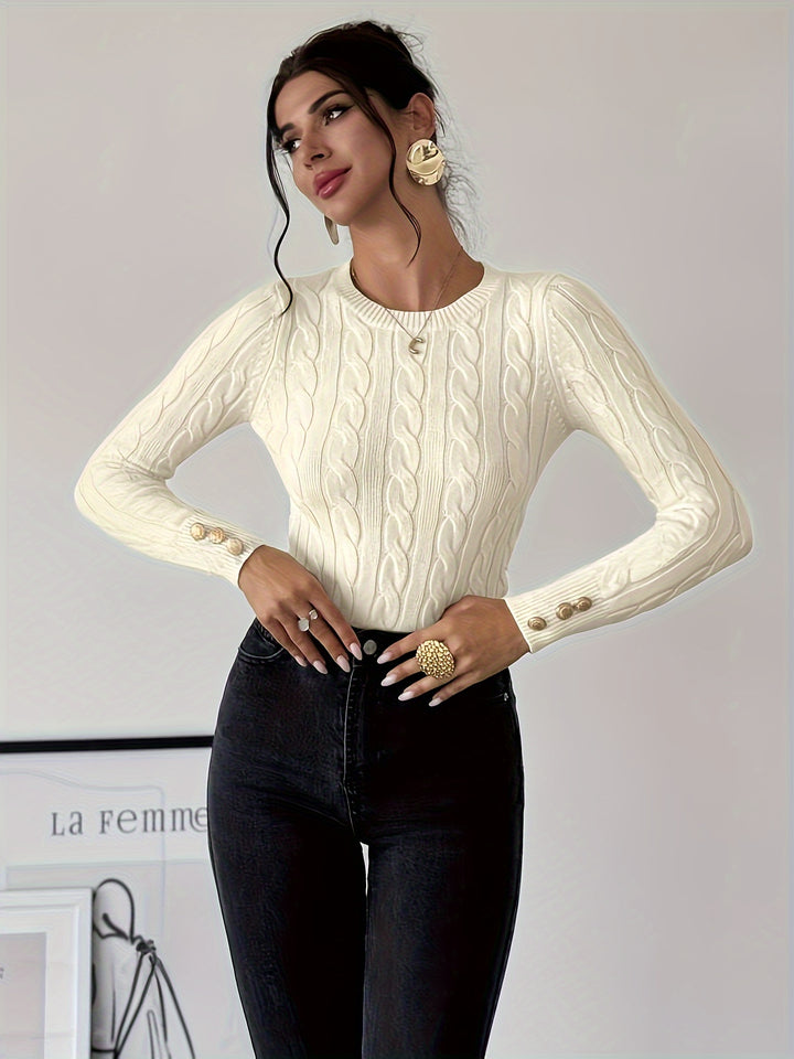 Women's Slim Fit Cable Knit Aran Jumper 6