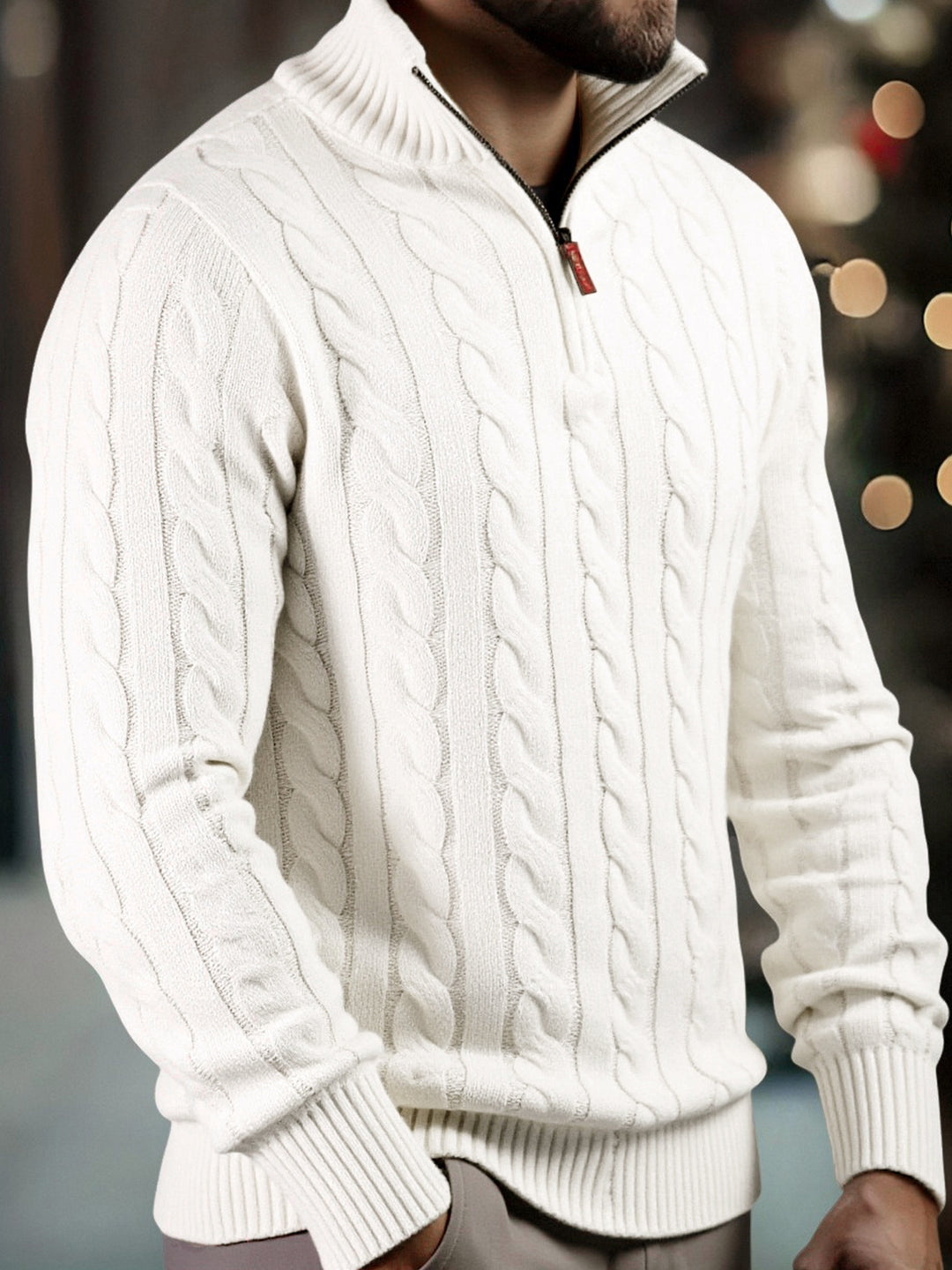 Men's Half Zip Cable Knit Aran Jumper 5