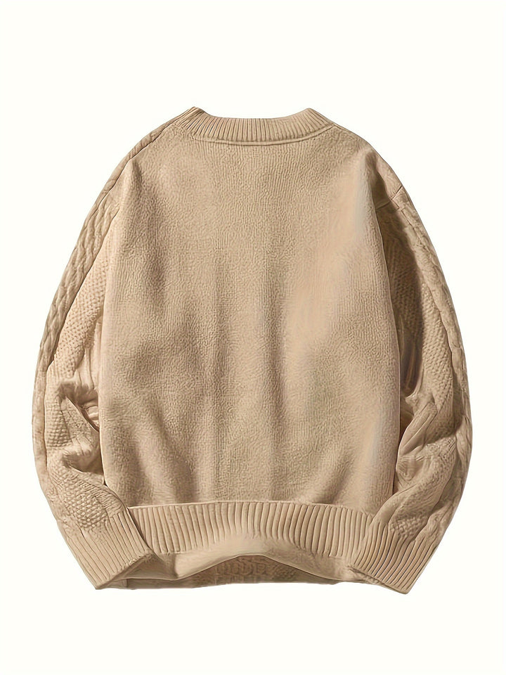 Men's Crew Neck Chunky Cable Aran Jumper 7