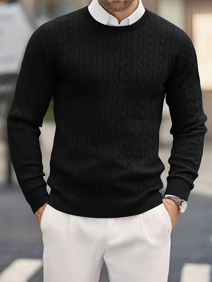 Men's Crew Neck Cable Knit Aran Jumper 2
