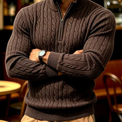 Cillian | Men's Quarter Zip Cable Knit Aran Jumper
