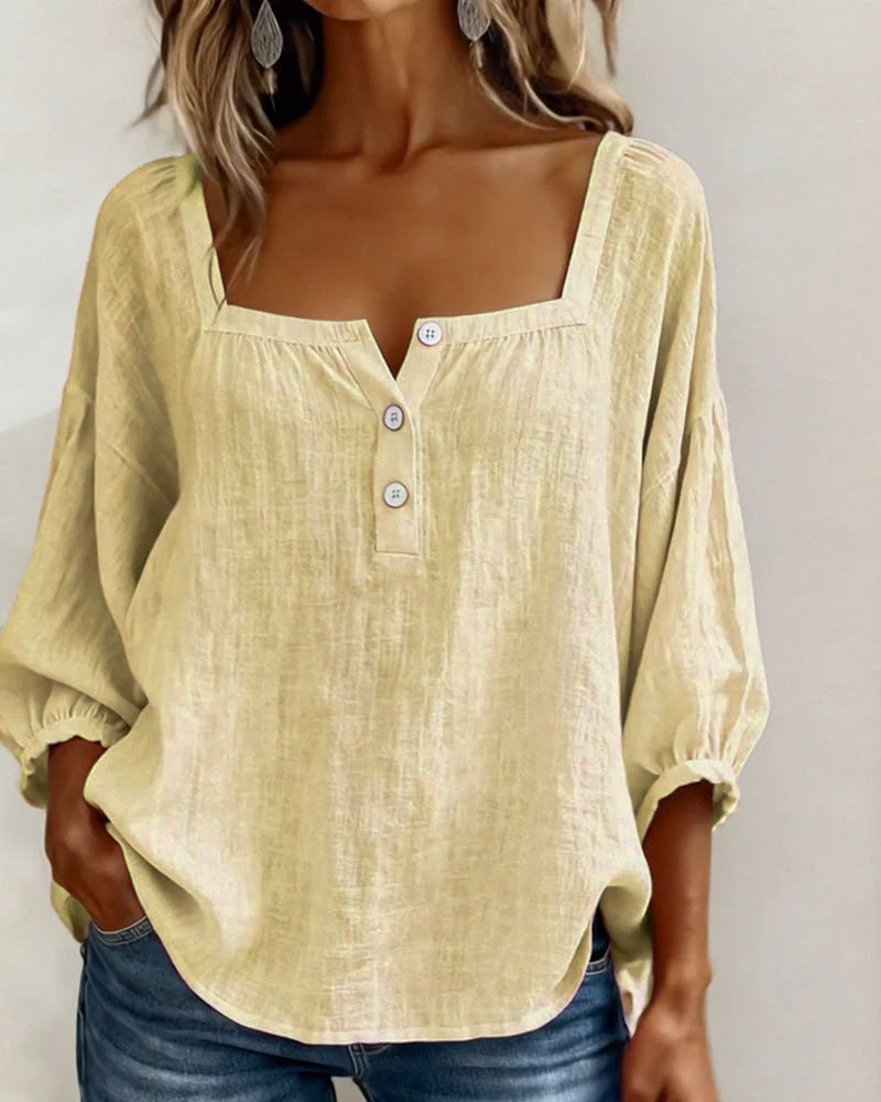 Orlinda | Puff Sleeve Blouse with Square Neckline
