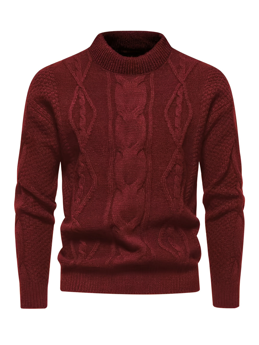 Men's Crew Neck Diamond Cable Knit Aran Jumper 3