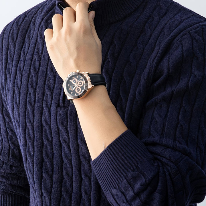 Men's Fleece Lined Quarter Zip Aran Jumper 13