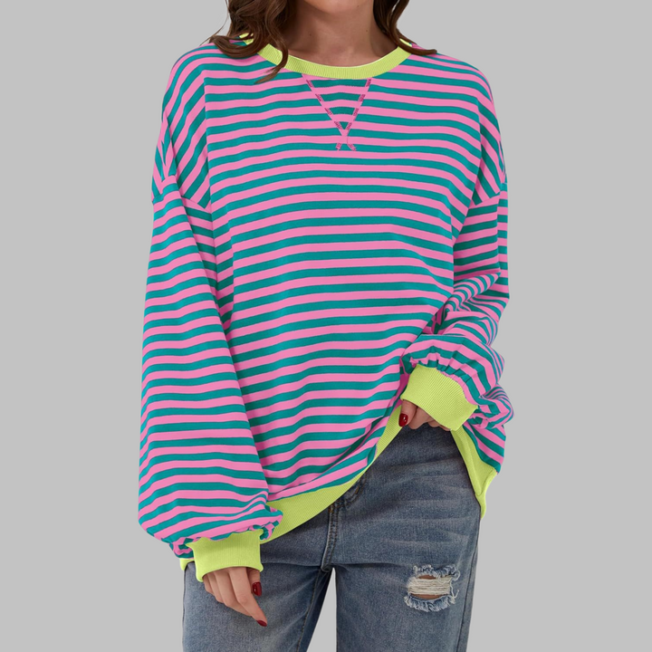 Women's Oversized Striped Sweatshirt
