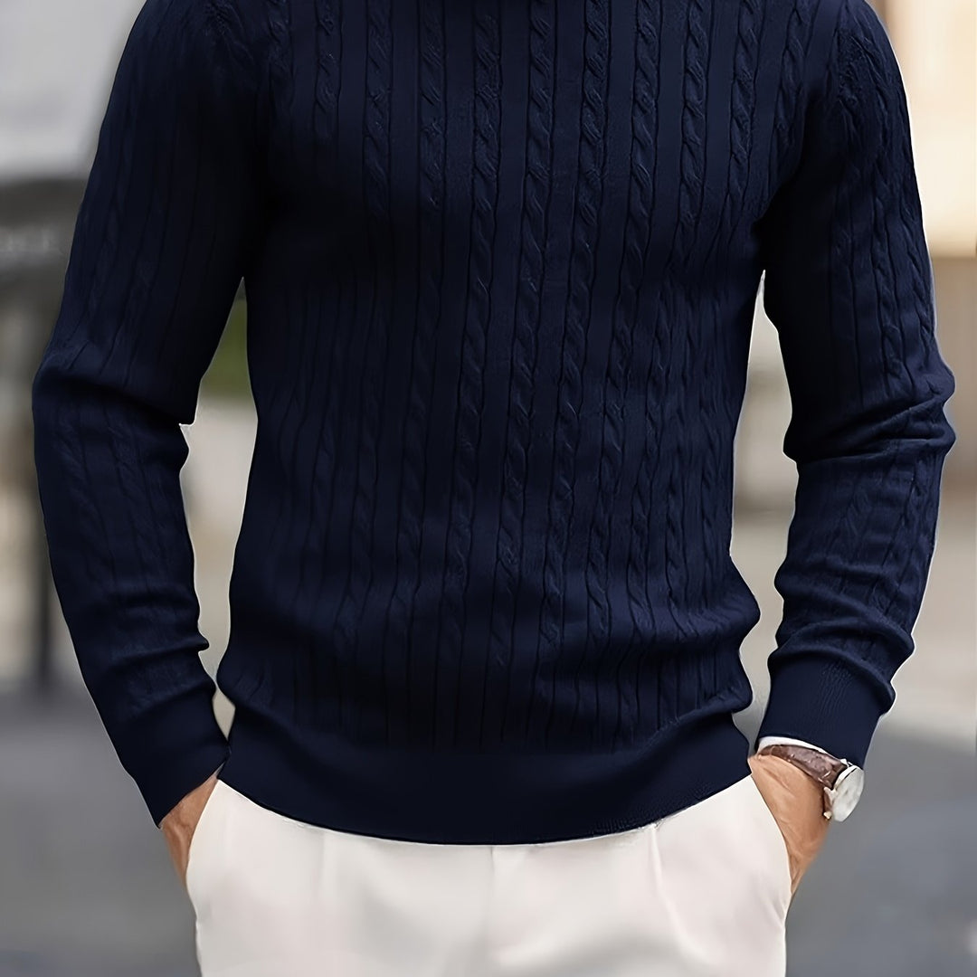 Men's Crew Neck Cable Knit Aran Jumper 15
