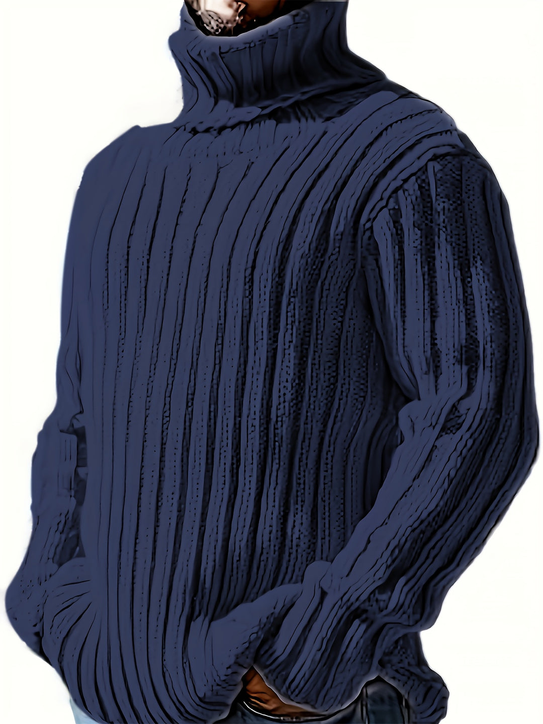 Men's Chunky Ribbed Turtleneck Aran Jumper 4