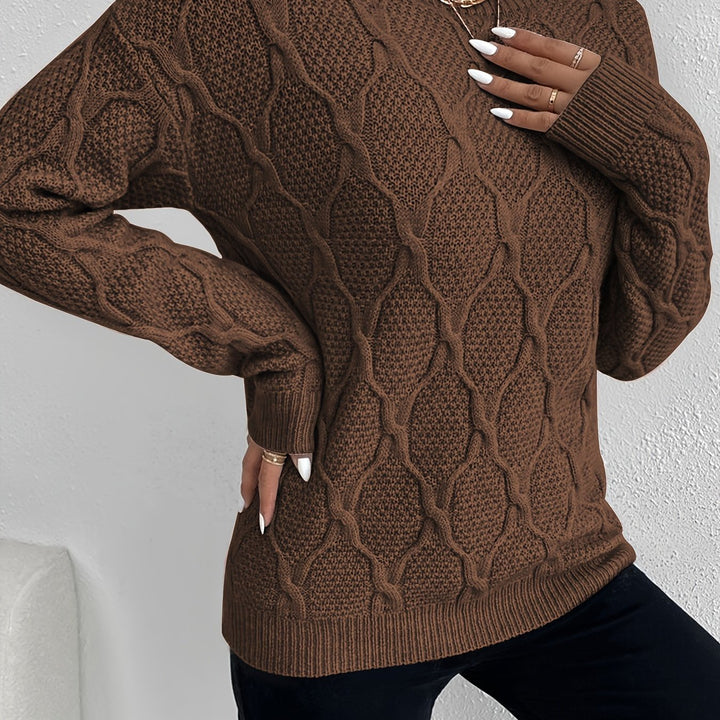 Women's Cosy Crew Neck Cable Aran Jumper 14