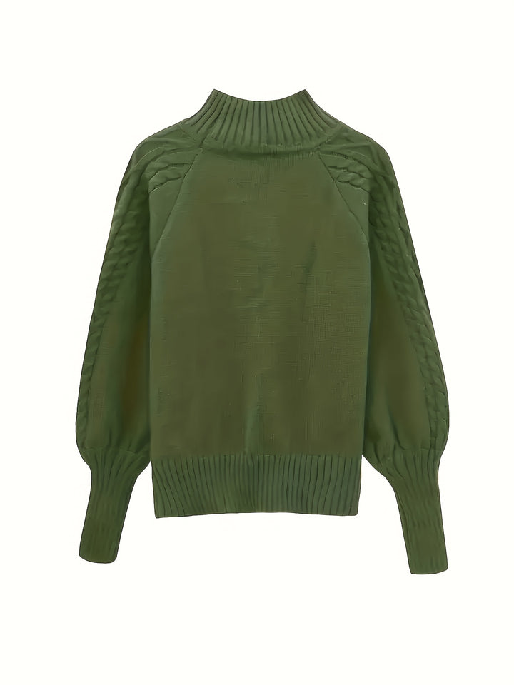 Women's Mock Neck Cable Aran Jumper 5