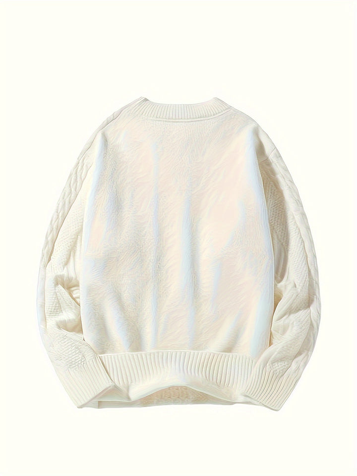 Men's Crew Neck Chunky Cable Aran Jumper 6