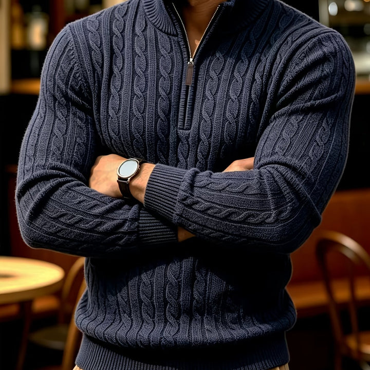 Men's Quarter Zip Cable Knit Aran Jumper 15