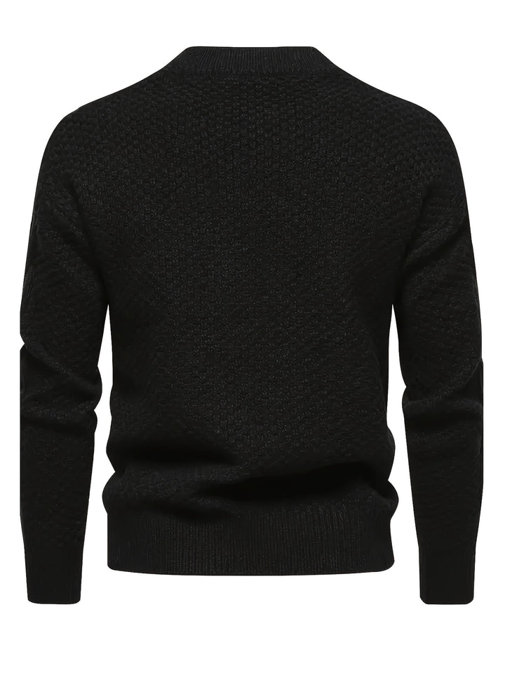 Men's Crew Neck Diamond Cable Knit Aran Jumper 10