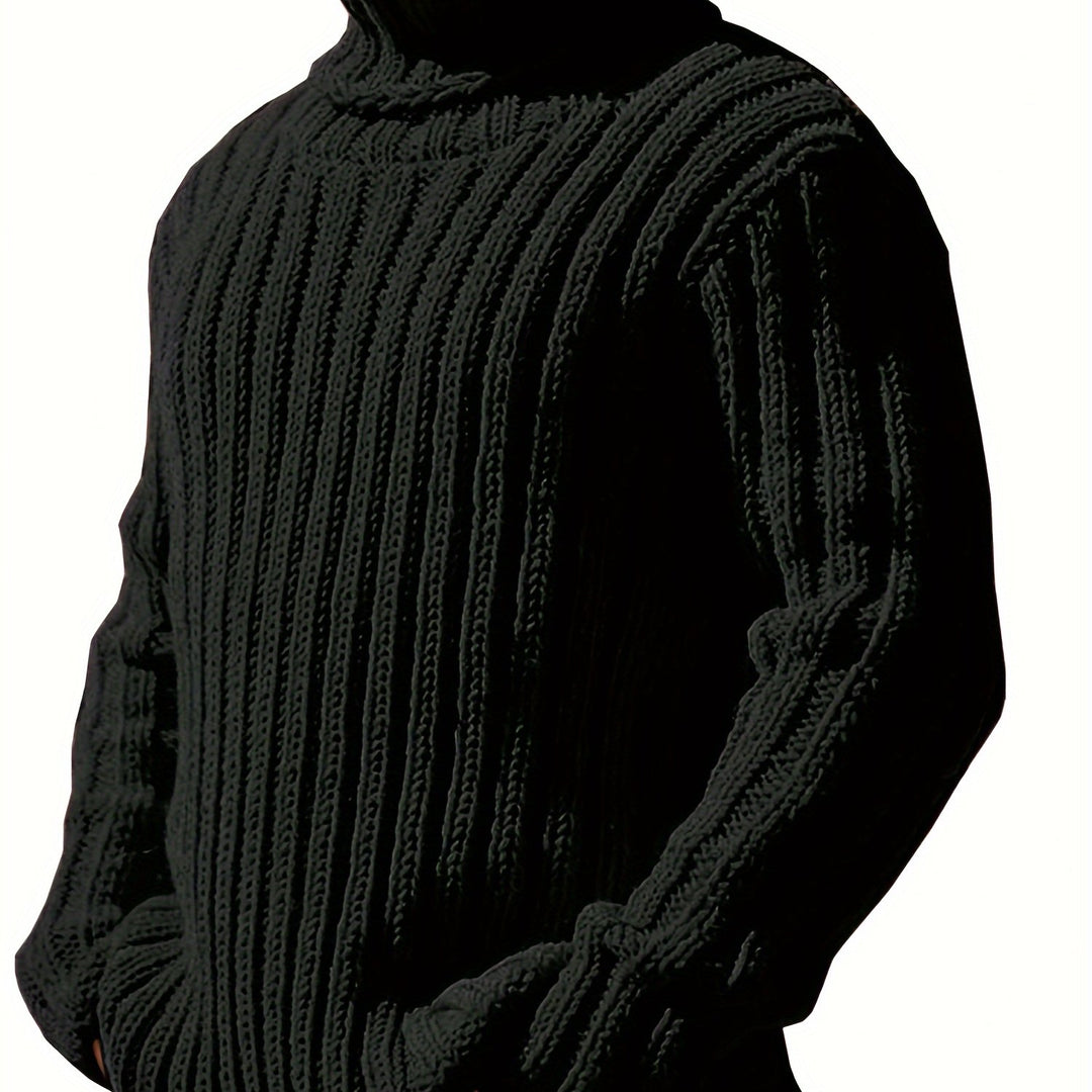 Men's Chunky Ribbed Turtleneck Aran Jumper 13