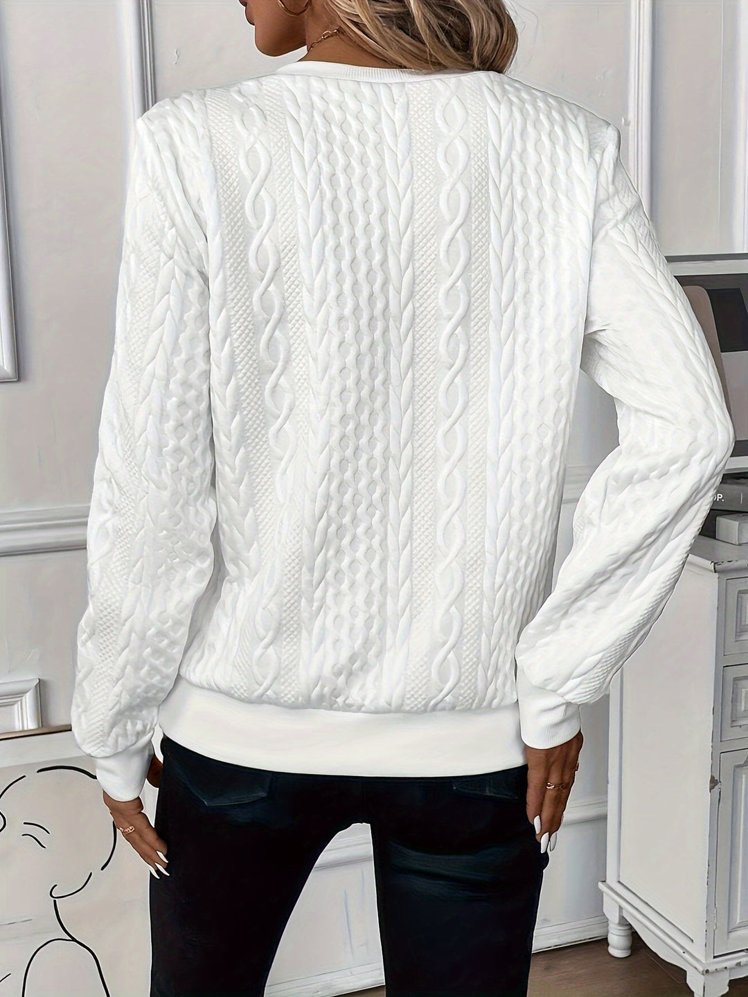 Women's Cable Knit Zip Neck Sweater