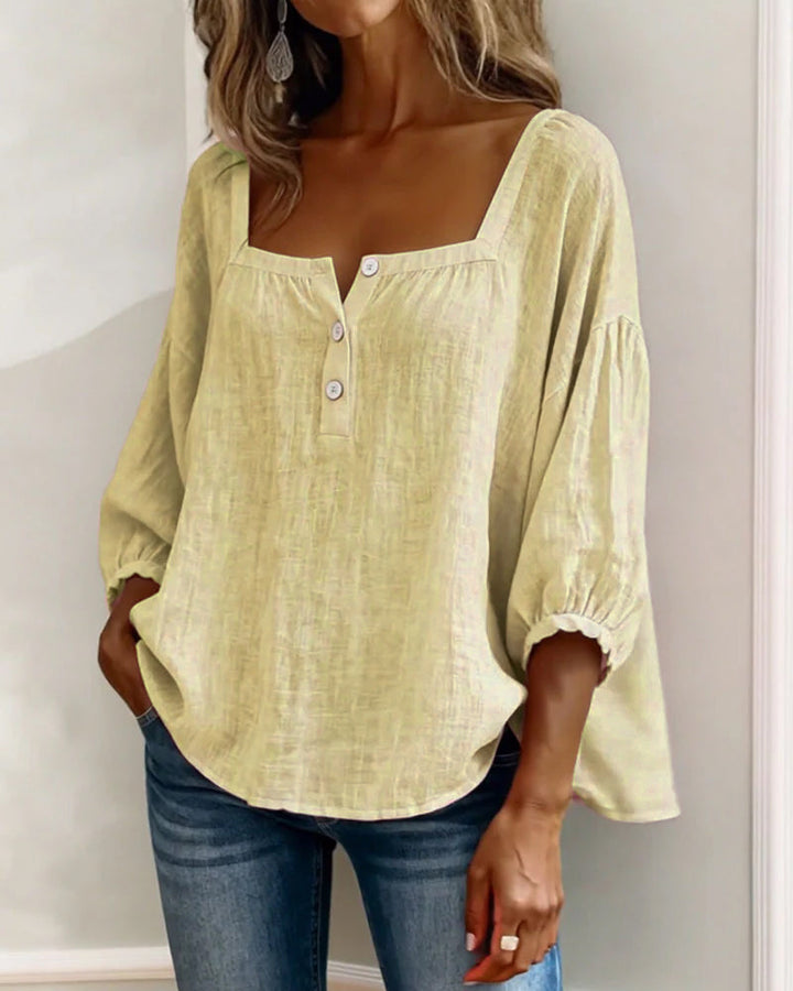 Orlinda | Puff Sleeve Blouse with Square Neckline