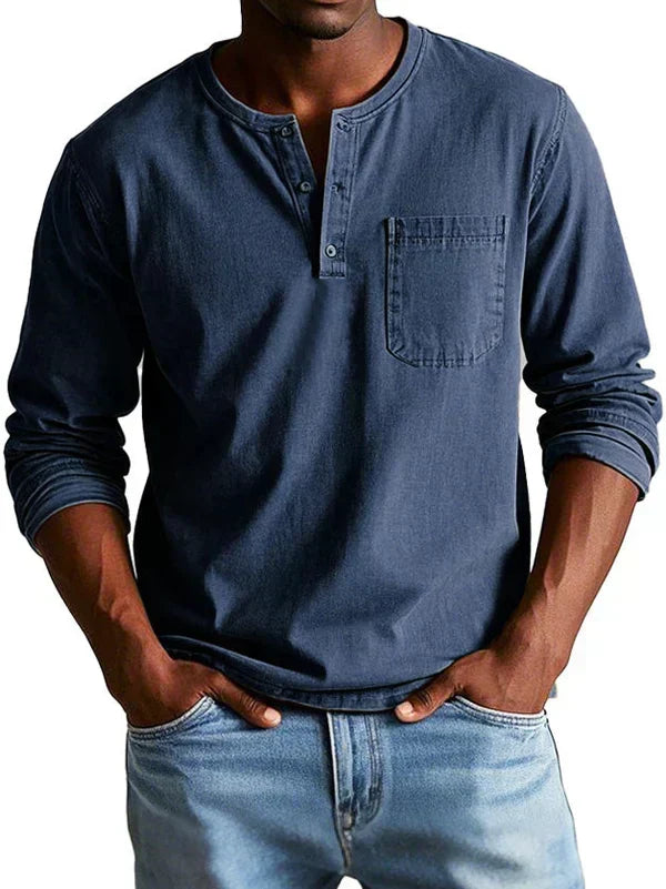 Áedán | Long-Sleeve Henley Shirt with Chest Pocket