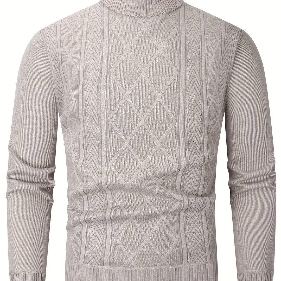Men's Turtleneck Diamond Knit Aran Jumper 13