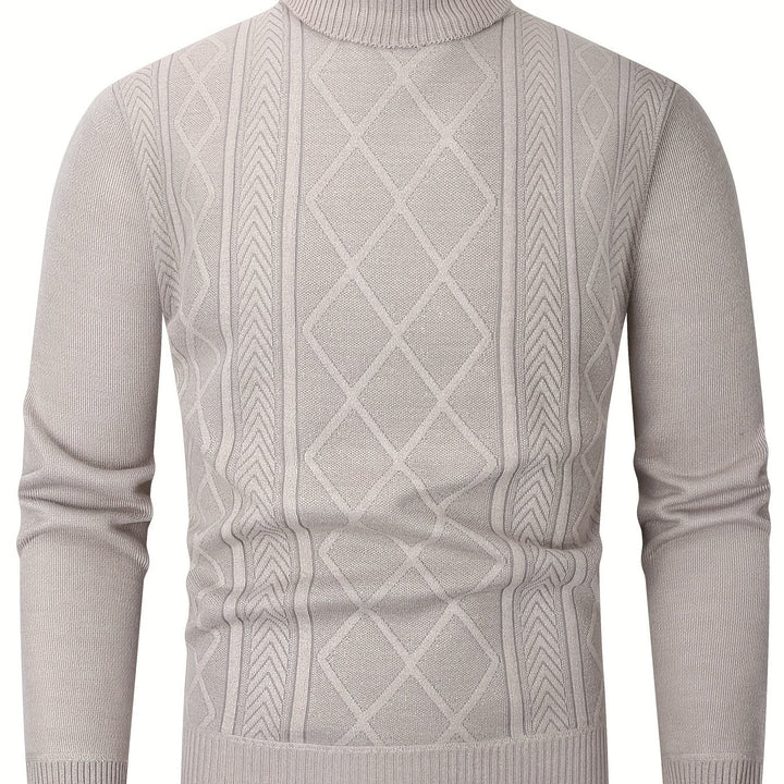Men's Turtleneck Diamond Knit Aran Jumper 13