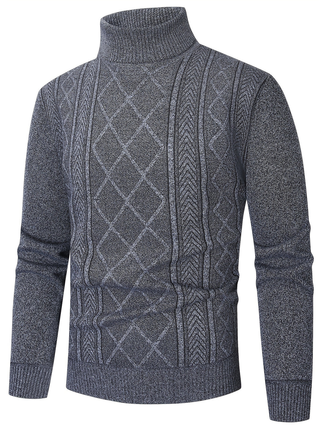 Men's Turtleneck Diamond Knit Aran Jumper 3