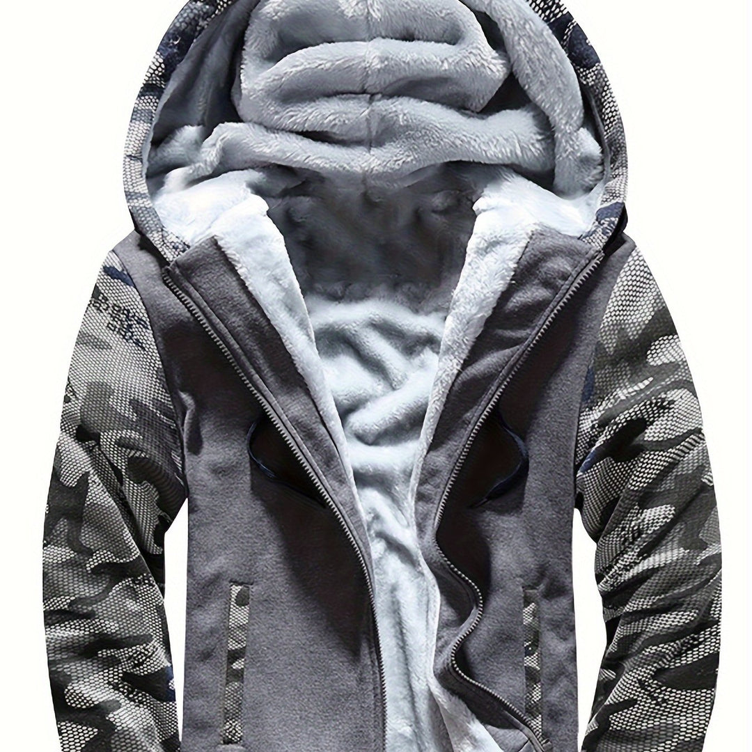 Men's Sherpa Lined Colour Block Zip Up Hoodie Jacket 17