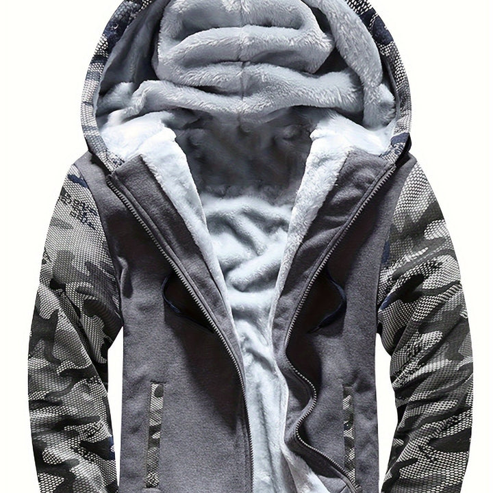 Men's Sherpa Lined Colour Block Zip Up Hoodie Jacket 17