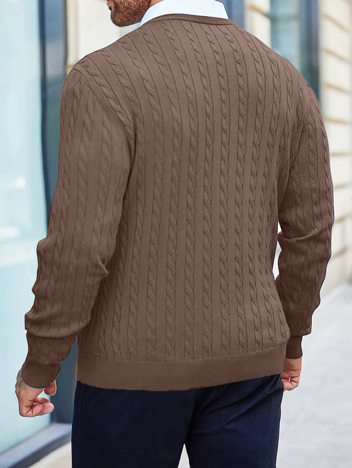 Men's Crew Neck Cable Knit Aran Jumper 10